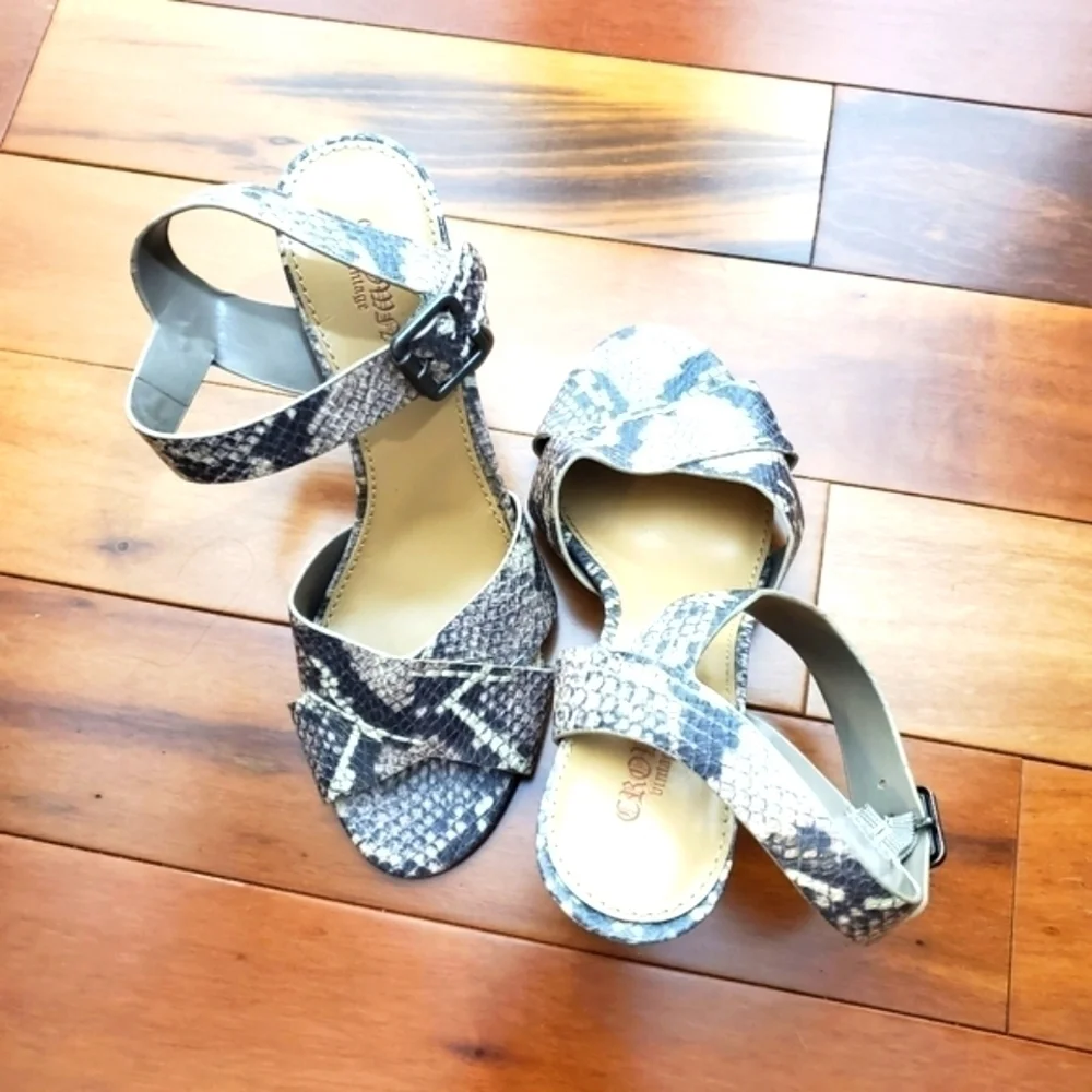 Crown Vintage snake skin Black And White Chunky sandals Size 7.5 - Picture 6 of 11